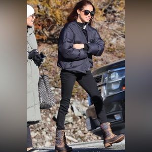 Get the look! Tommy Hilfiger leather camel & navy boots! Chic with any outfit!